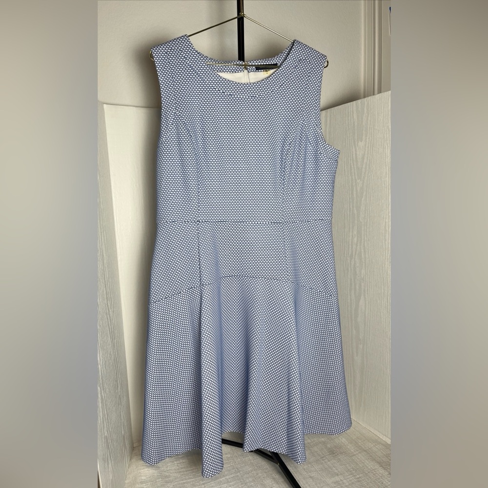 Preppy Tommy Hilfiger A-Line Honeycomb Sleeveless Dress Blue & White Size 14 - Picture 4 of 12